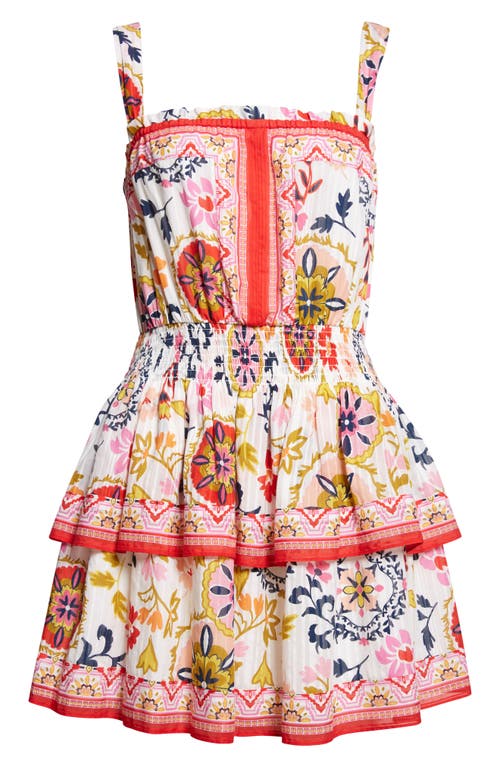 Ramy Brook Alicia Mixed Print Cotton Blend Minidress In Red
