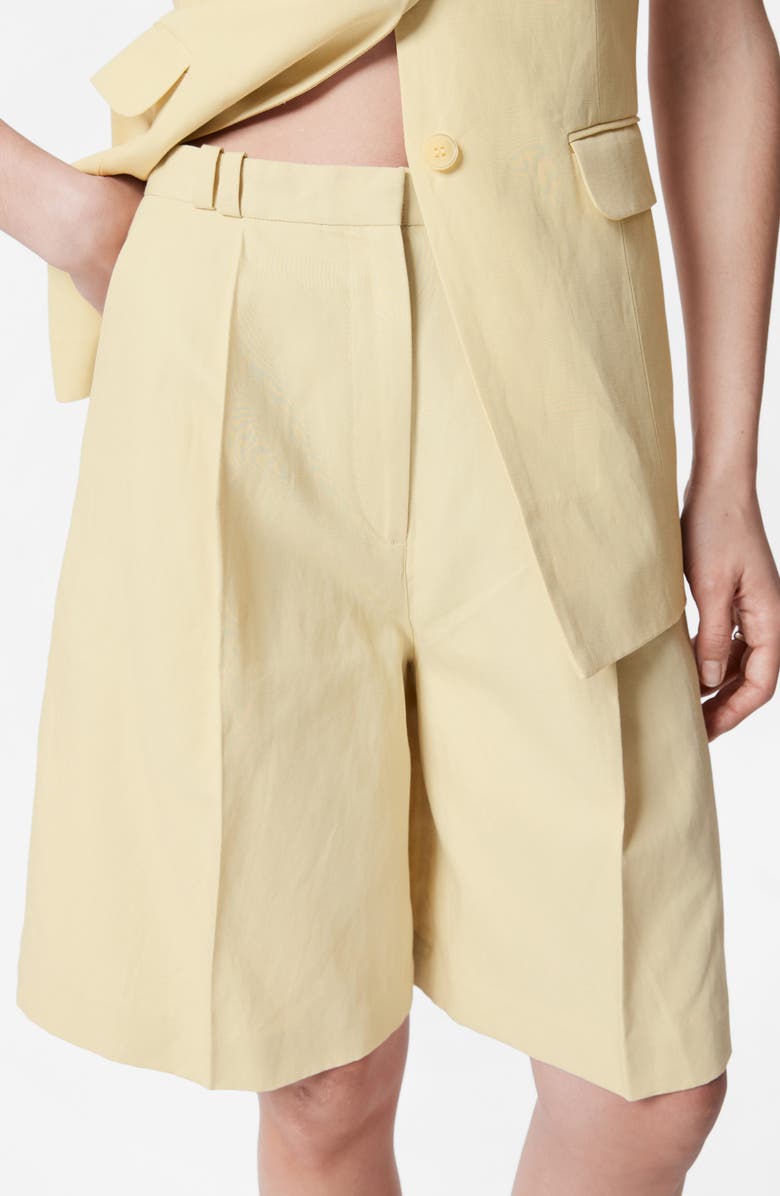 & Other Stories Cotton Blend Bermuda Shorts, Alternate, color, Light Yellow