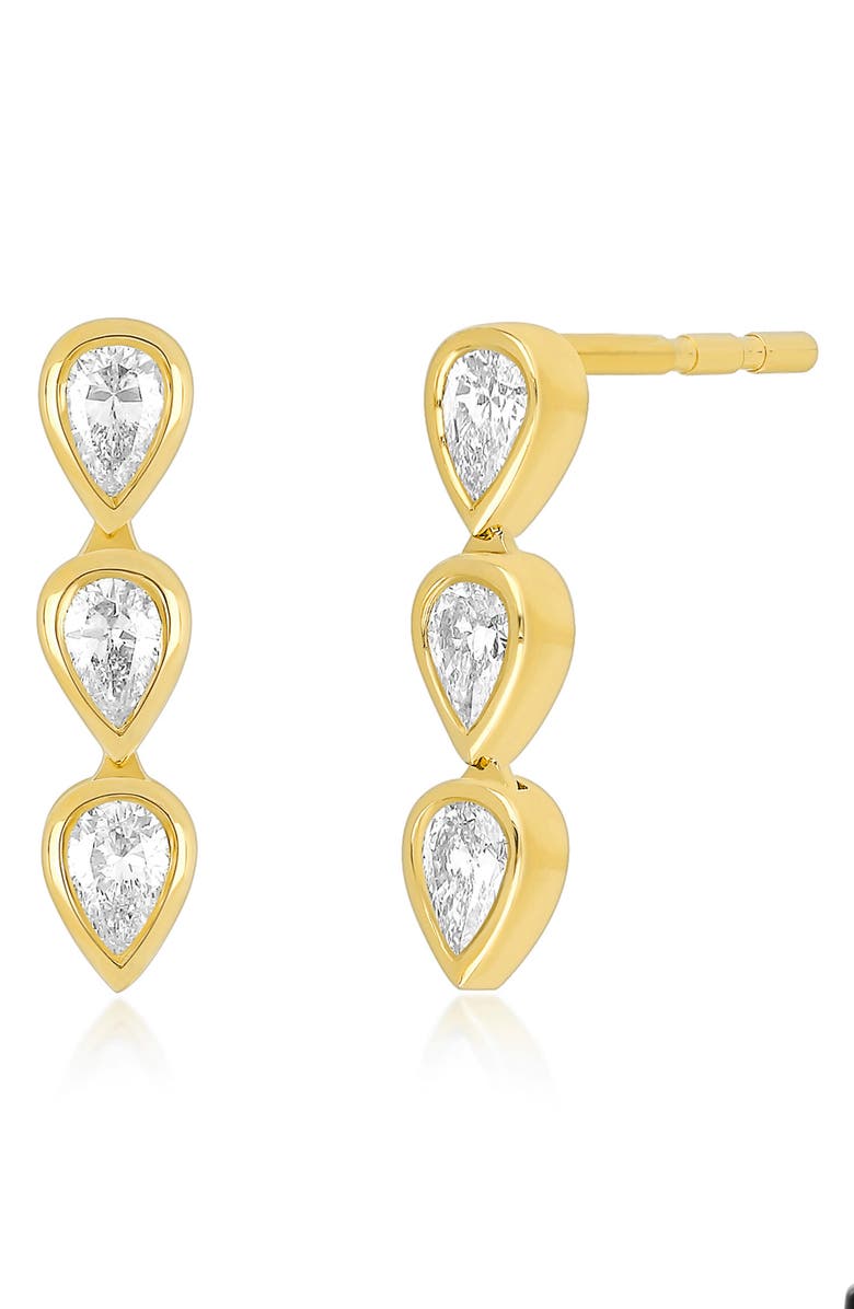 EF Collection Single Bezel Diamond Drop Earring, Main, color, Yellow Gold