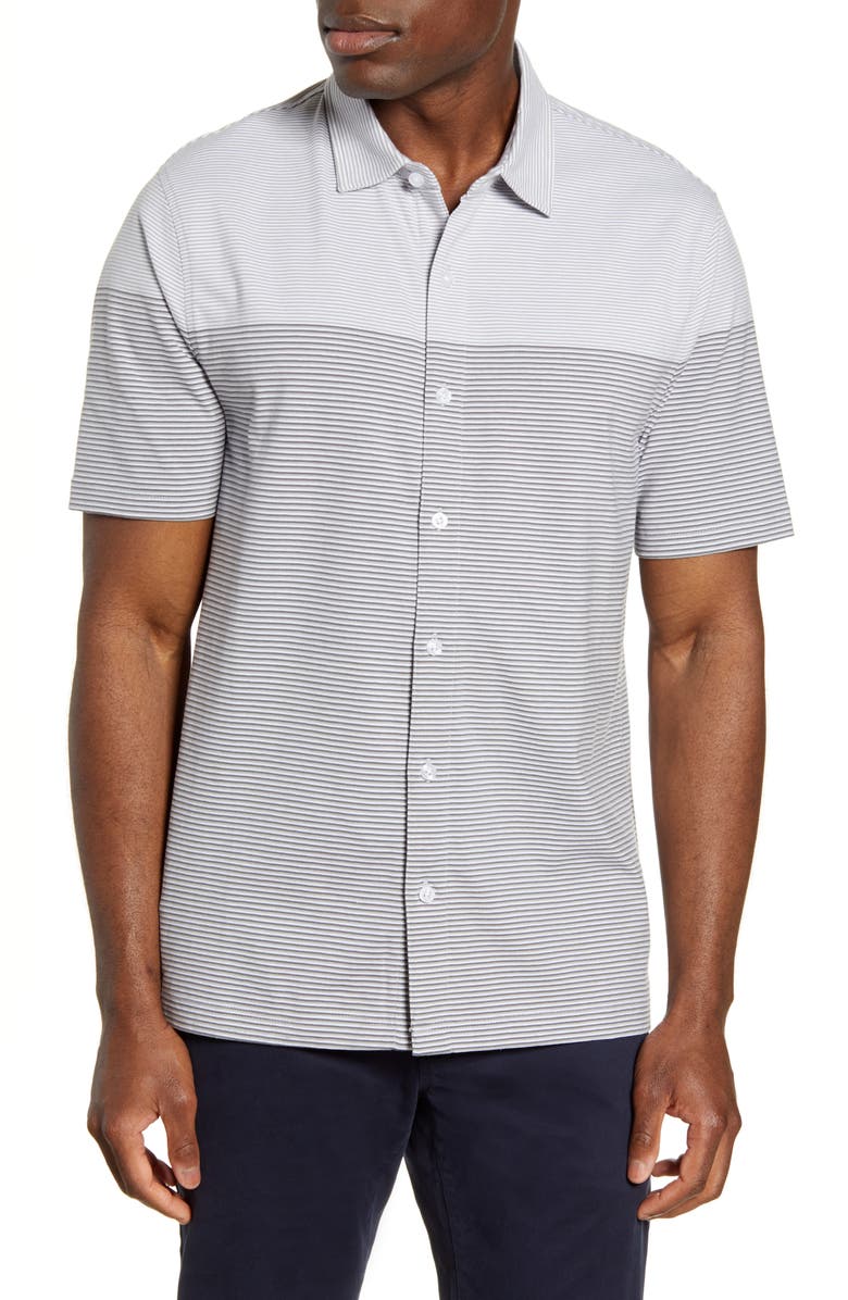Cutter & Buck Classic Fit Stripe Short Sleeve Button-Up Sport Shirt, Main, color, 