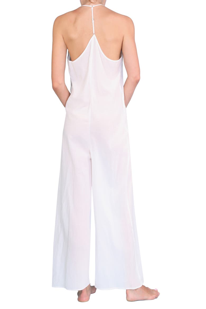 Kaitlyn Wide Leg Sleep Jumpsuit, Alternate, color, WHITE