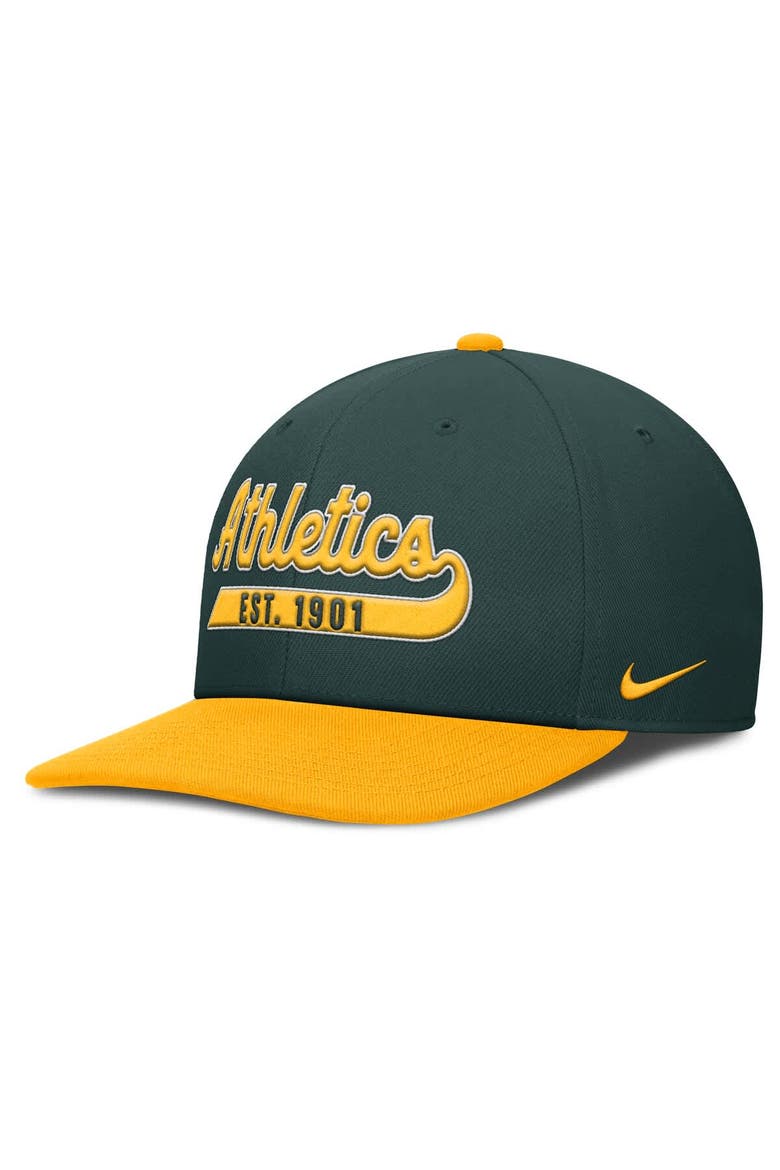 Men's Nike Green/Gold Athletics Pro Performance Snapback Hat, Alternate, color, Green