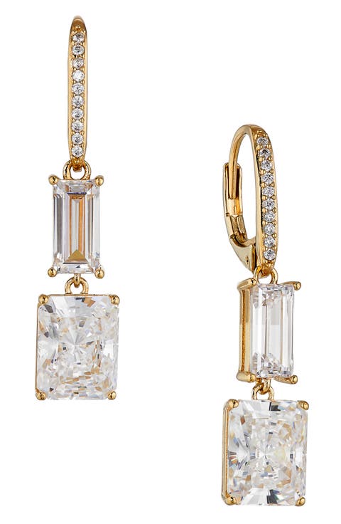Double Drop Cubic Zirconia Earrings