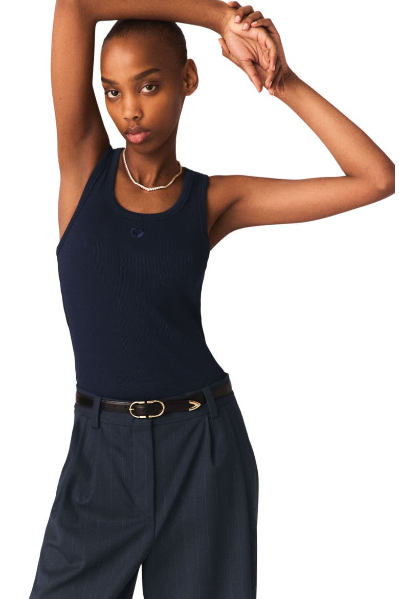 Ribbed vest top, Main, color, Navy