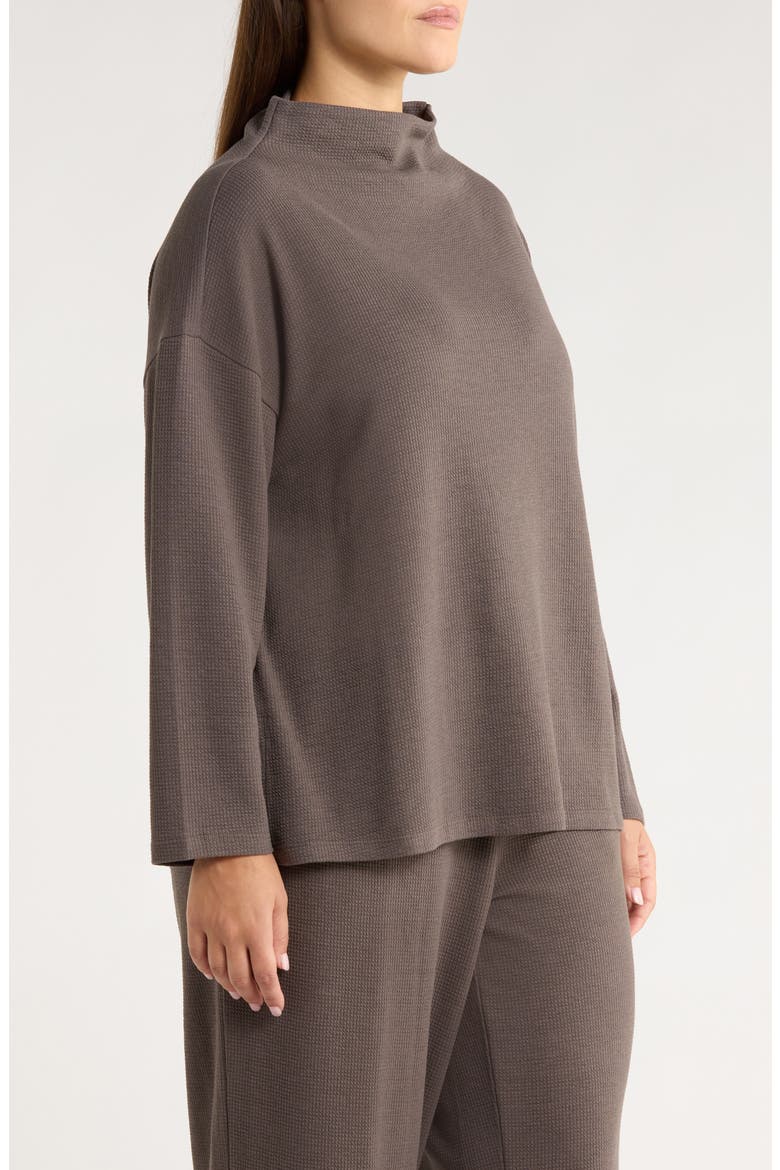 Funnel Neck Boxy Organic Cotton Blend Top, Alternate, color, RYE