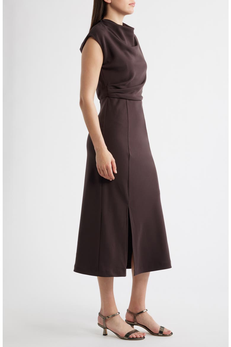 Cowl Neck Midi Dress, Alternate, color, DARK BROWN