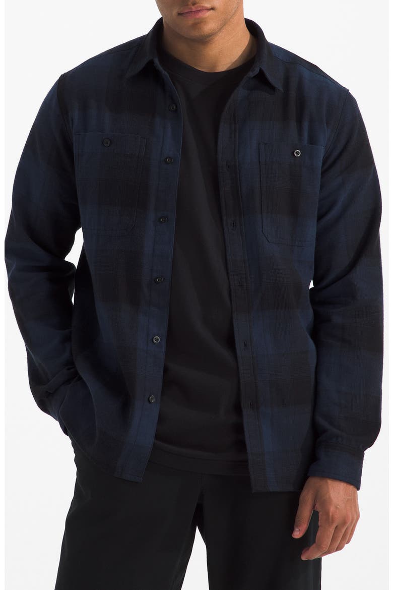 Arroyo Plaid Cotton Flannel Button-Up Shirt, Main, color, SUMMIT NAVY SHADOW PLAID