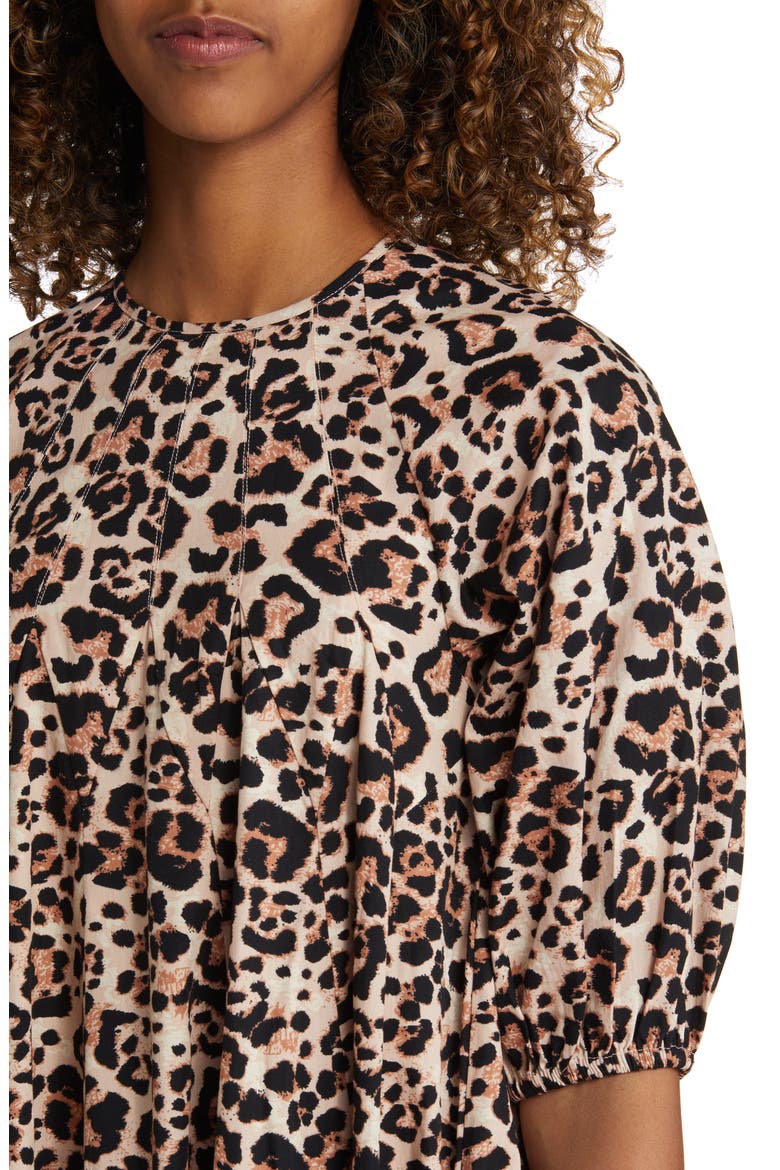 Animal Print Cotton Trapeze Midi Dress, Alternate, color, BLACK MULTI