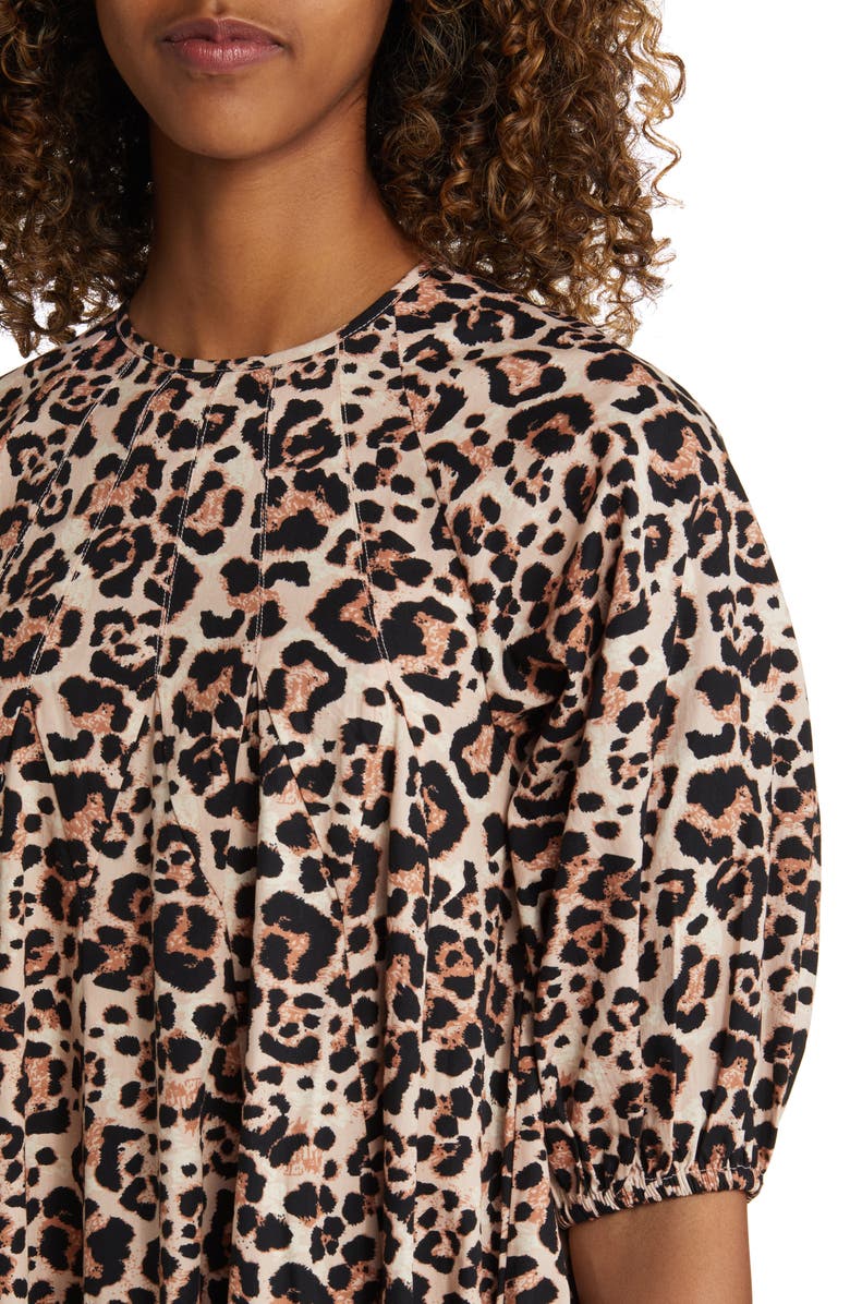 ASOS DESIGN Animal Print Cotton Trapeze Midi Dress, Alternate, color,