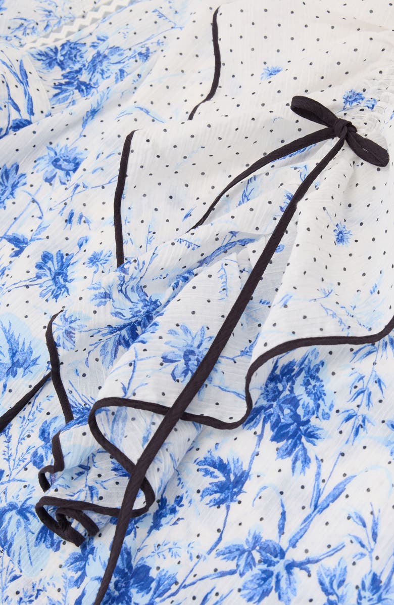 Reiss Minni Floral Ruffle Top, Alternate, color, Ivory/ Blue