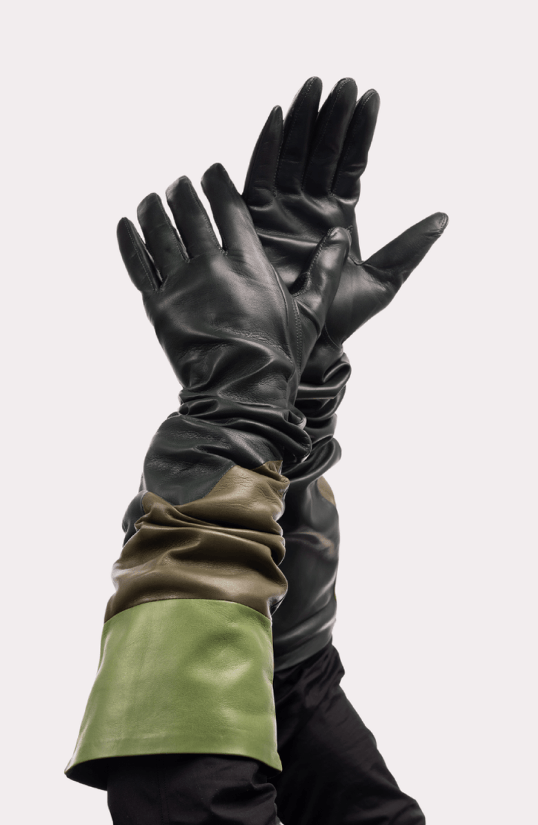 Seymoure Luxury Group Colorblock Stacked Opera Gloves, Alternate, color, Colorblock Agave