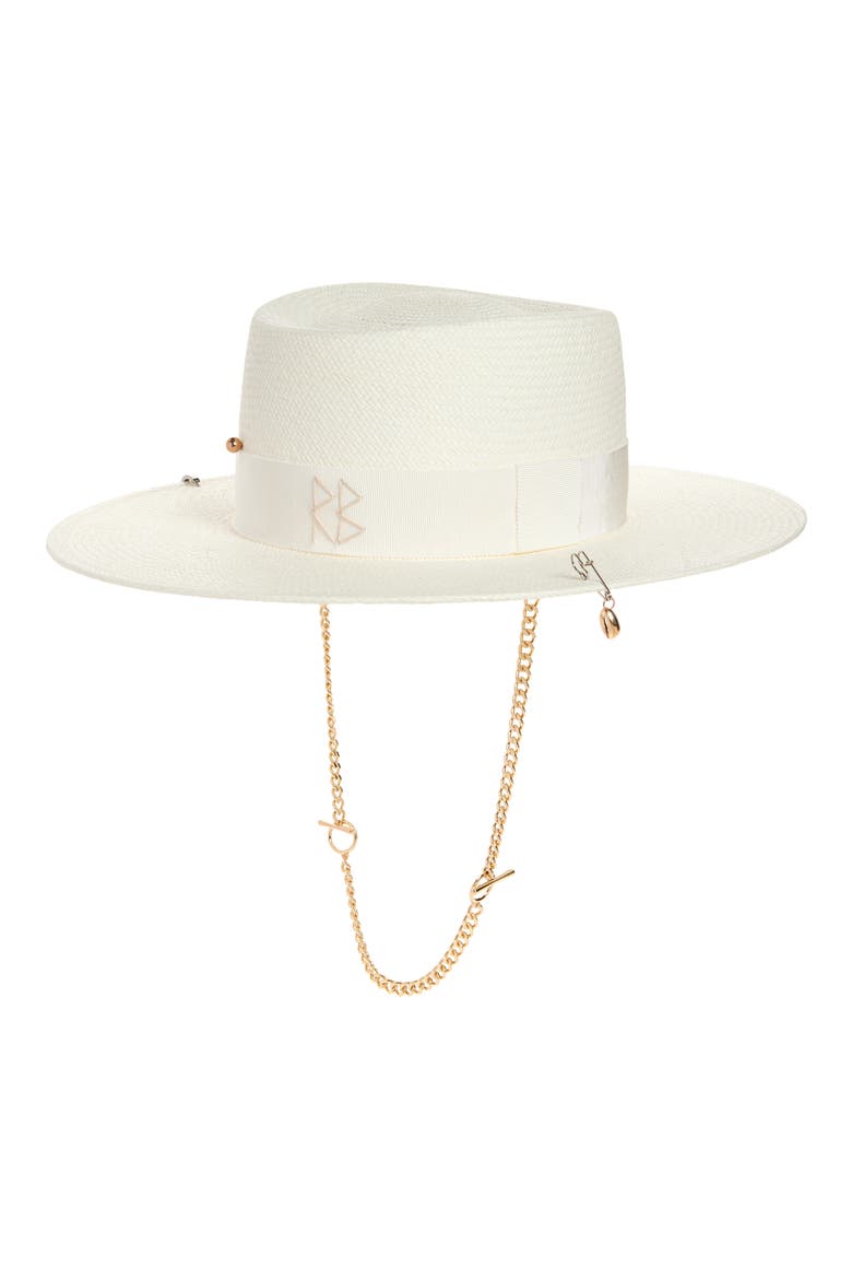Woven Straw Gambler Hat, Main, color, WHITE