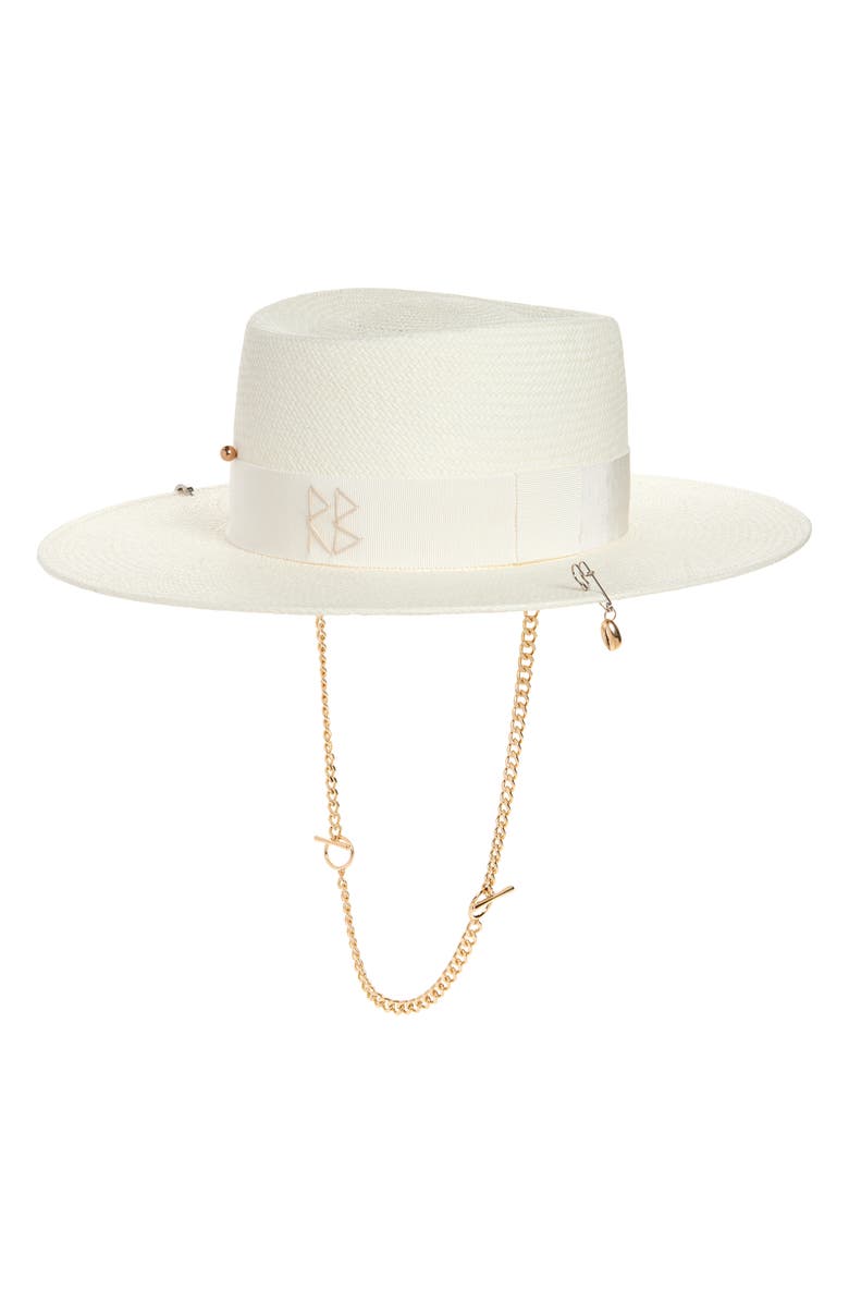 Ruslan Baginskiy Woven Straw Gambler Hat, Main, color, White