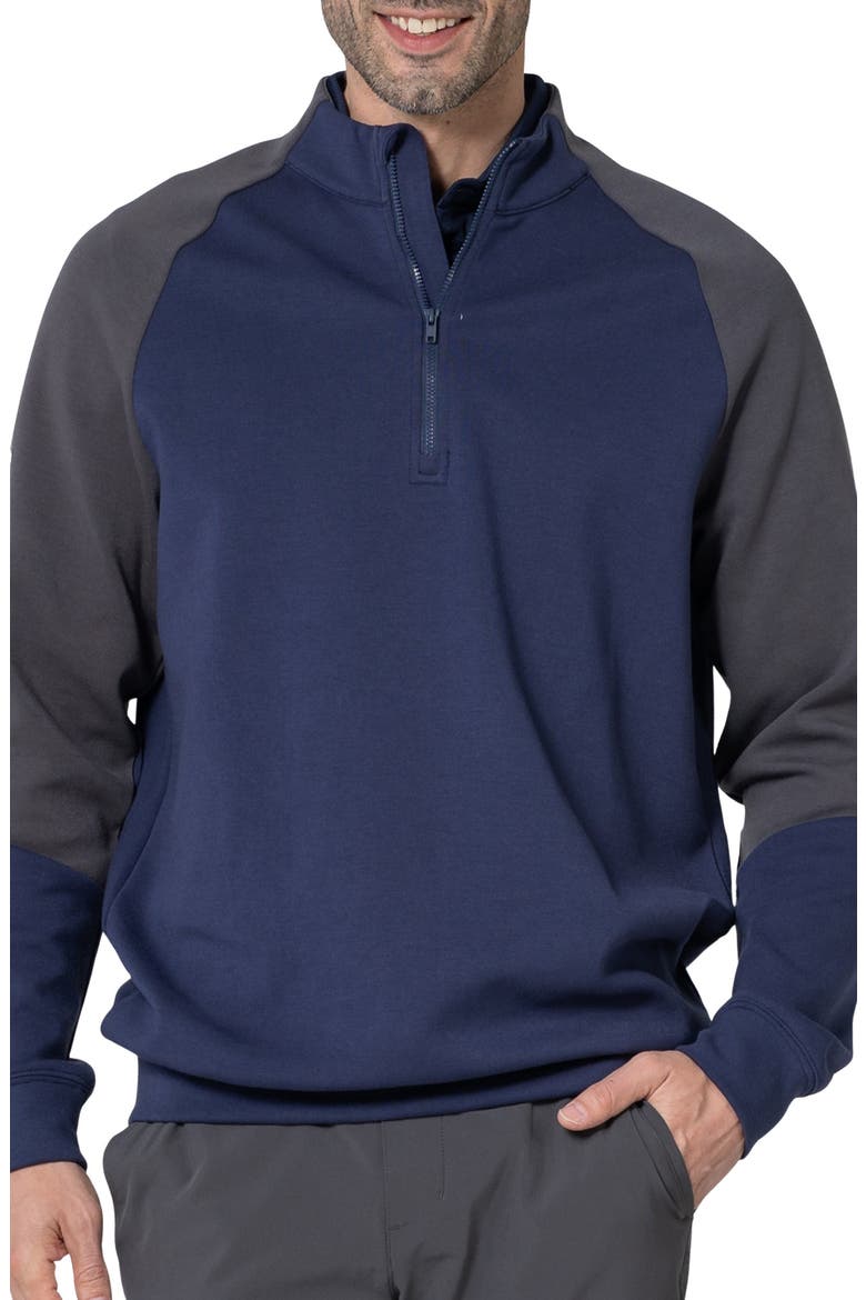 Crown Midlayer Quarter Zip Pullover, Main, color, NAVY/ CHARCOAL