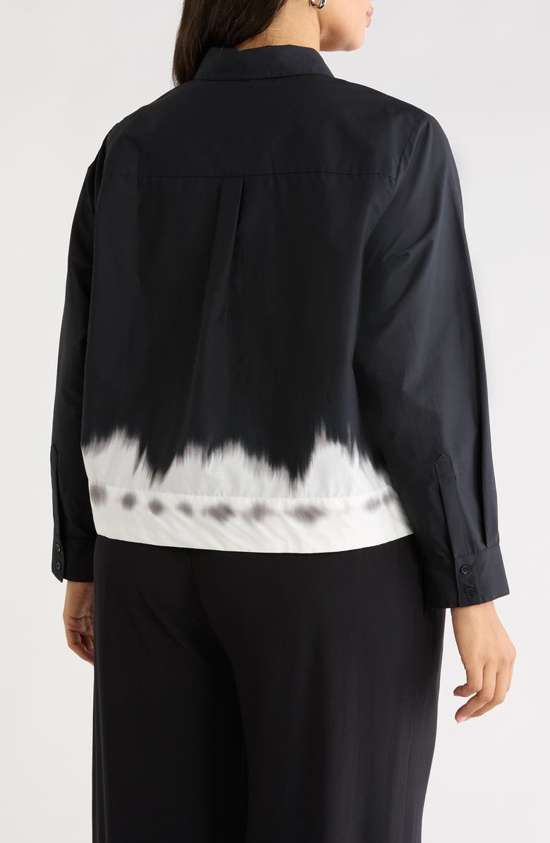 Halogen<sup>®</sup> Stripe Crop Cotton Poplin Button-Up Shirt, Alternate, color, Rich Black