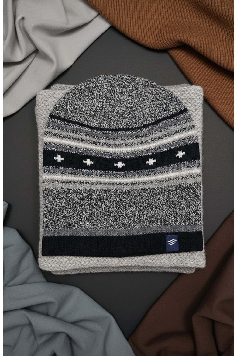 The Merino Wool Slouchy Modern Fair Isle Beanie, Alternate, color, Black
