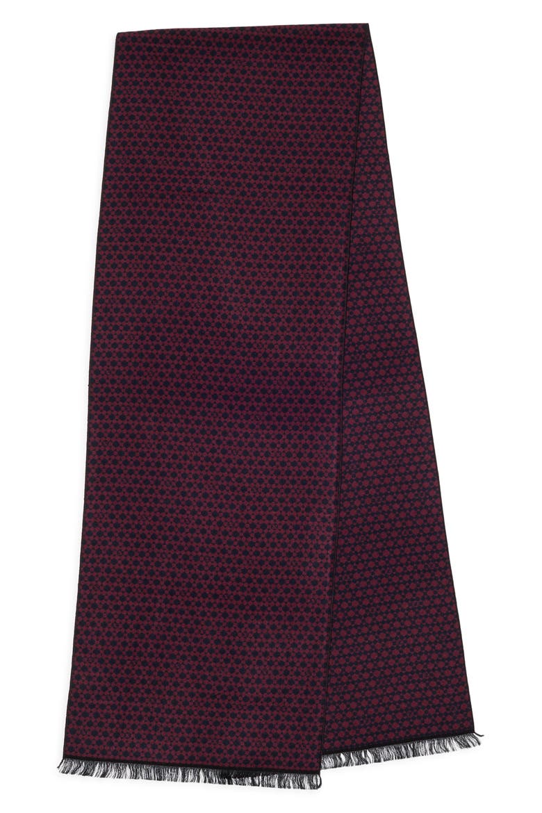 Geometric Silk Reversible Scarf, Alternate, color, NAVY/ BURGUNDY