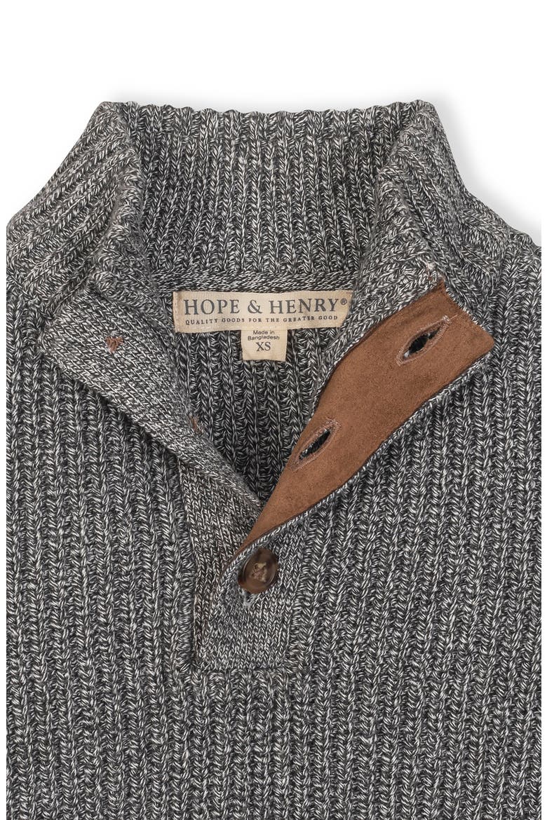 Kids' Organic Mock Neck Cardigan Stitch Sweater, Alternate, color, Salt and Pepper