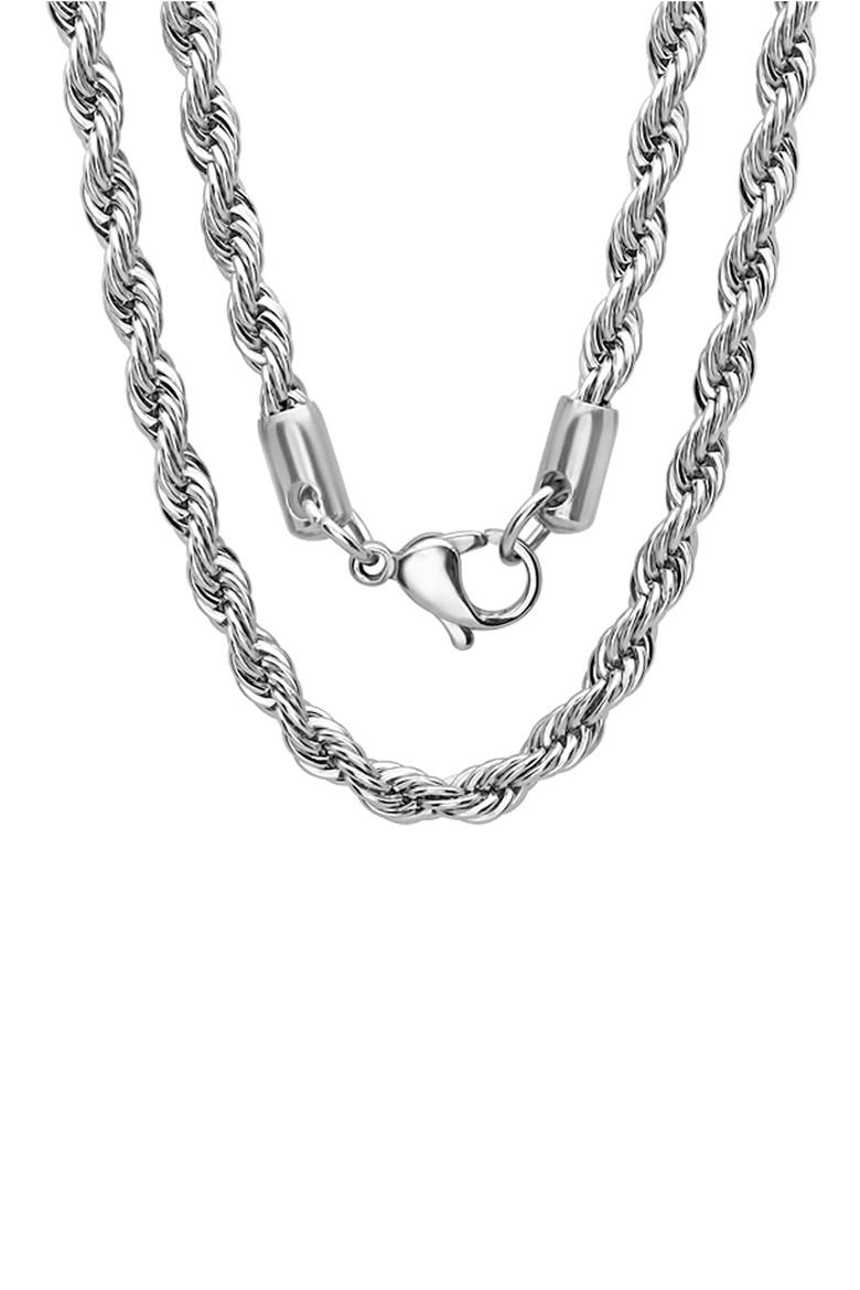 Men's Stainless Steel Rope Chain Necklace, Main, color, SILVER
