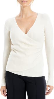 MAX STUDIO Faux Wrap Knit Sweater
