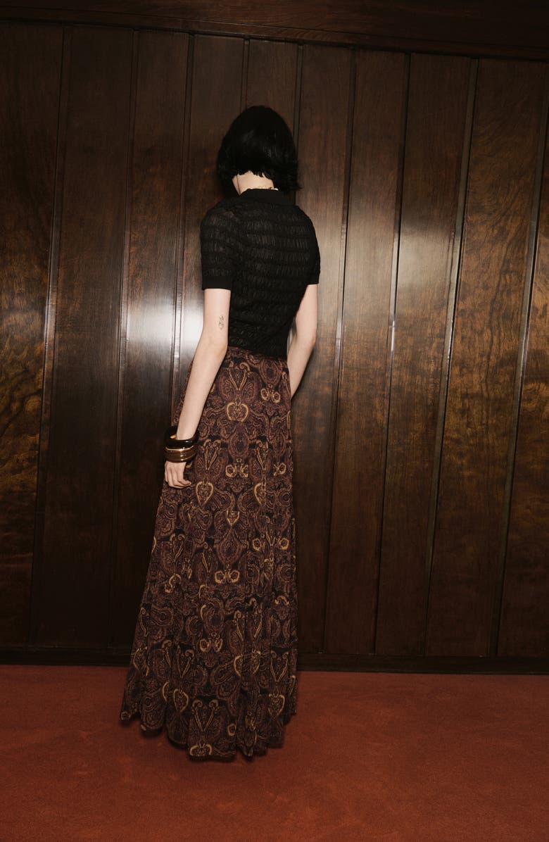 MANGO Textured Short Sleeve Polo Sweater, Alternate, color, Black