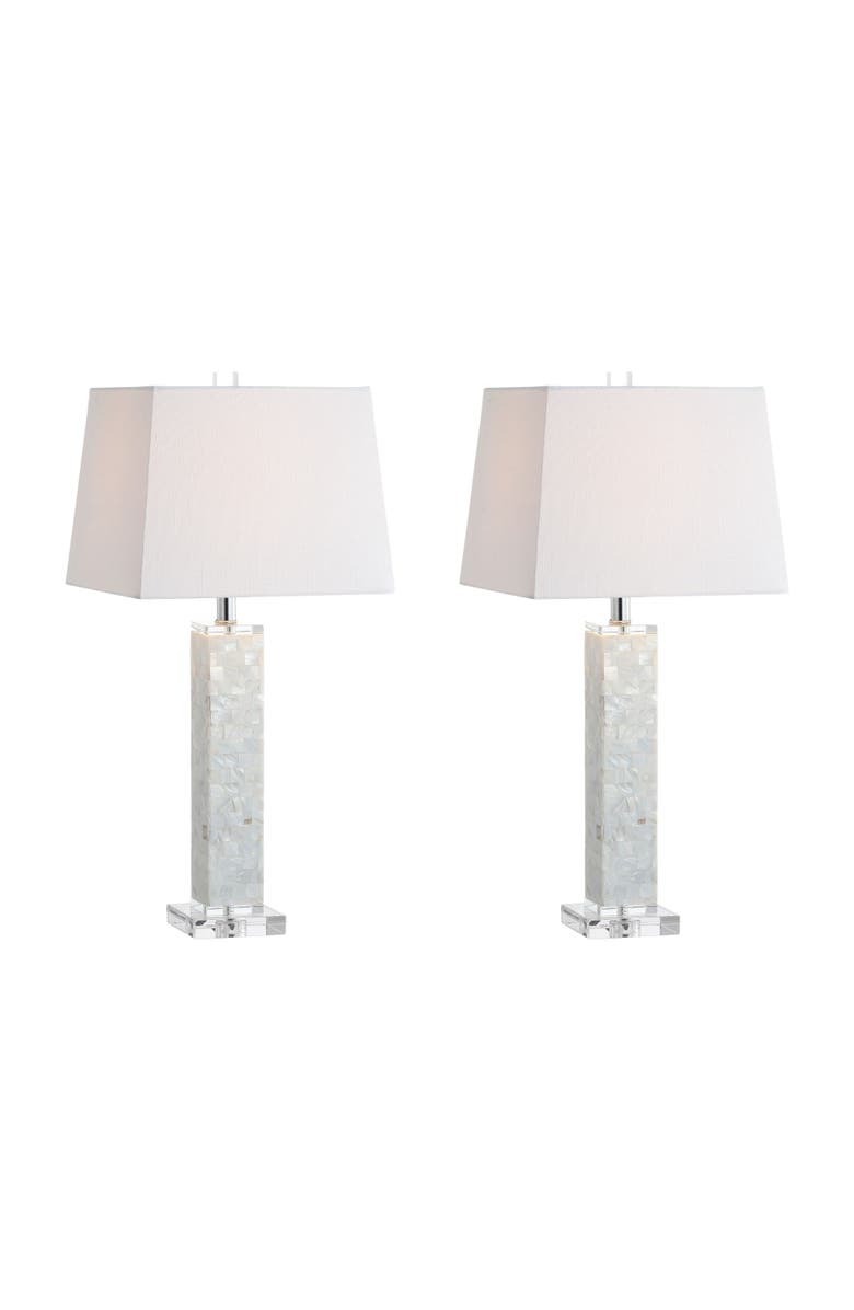 JONATHAN Y Noelle 28.5" Seashell LED Table Lamp, White, Main, color, White