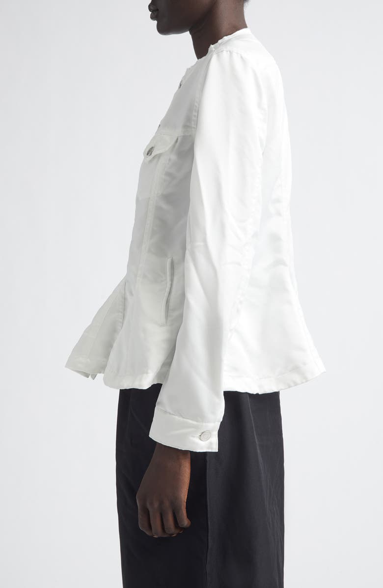 Comme des Garçons Comme des Garçons Raw Edge Satin Peplum Jacket, Alternate, color, White