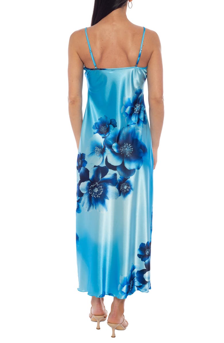 bebe Cowl Neck Satin Slipdress, Alternate, color, Royal