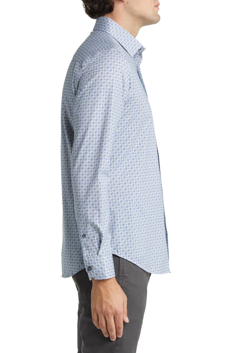 Bugatchi James OoohCotton<sup>®</sup> Plaid Print Stretch Cotton Button-Up Shirt, Alternate, color, Navy