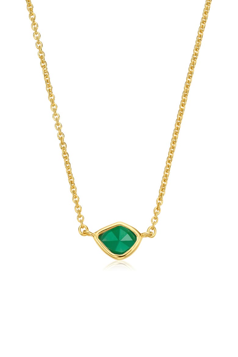 MV Siren™ Mini Nugget Necklace, Main, color, YELLOW GOLD/ GREEN ONYX