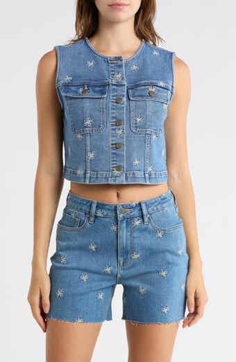 Vigoss Daisy Embroidered Denim Vest