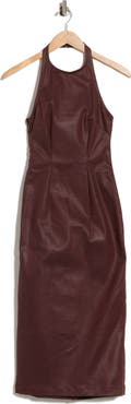 DL1961 Esme Halter Neck Faux Leather Dress