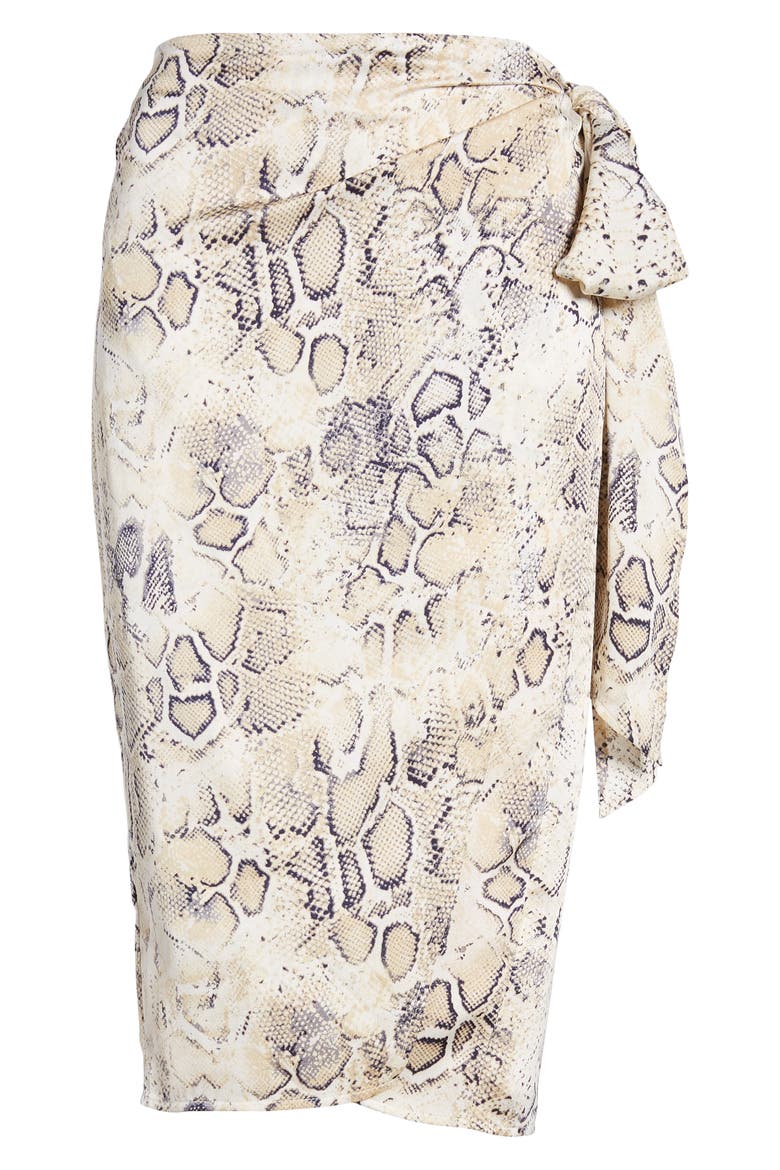 Snakeskin Print Wrap Skirt, Alternate, color, NAVY ANIMAL