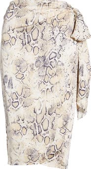 J.O.A. Snakeskin Print Wrap Skirt