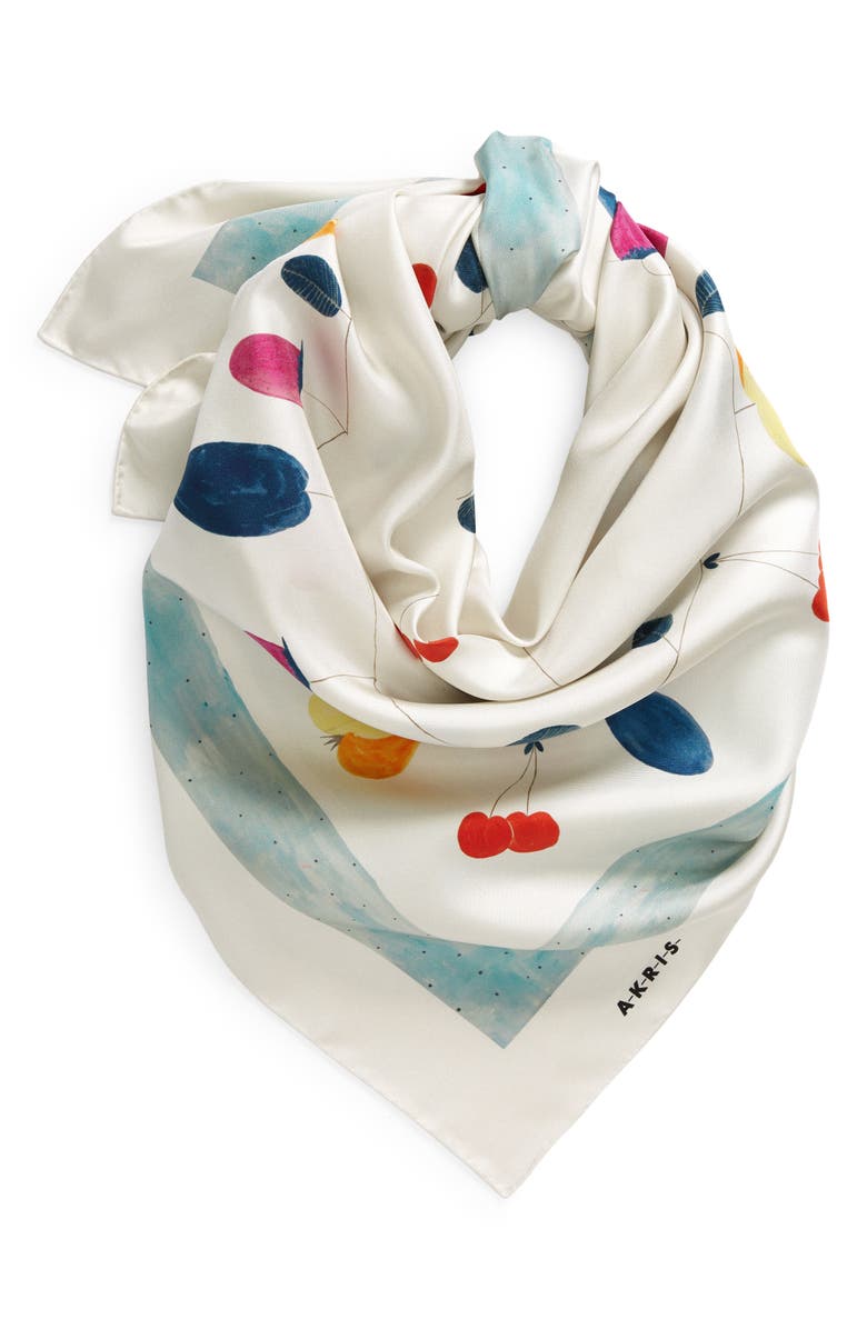 Akris Fruits Print Square Silk Scarf, Alternate, color, 