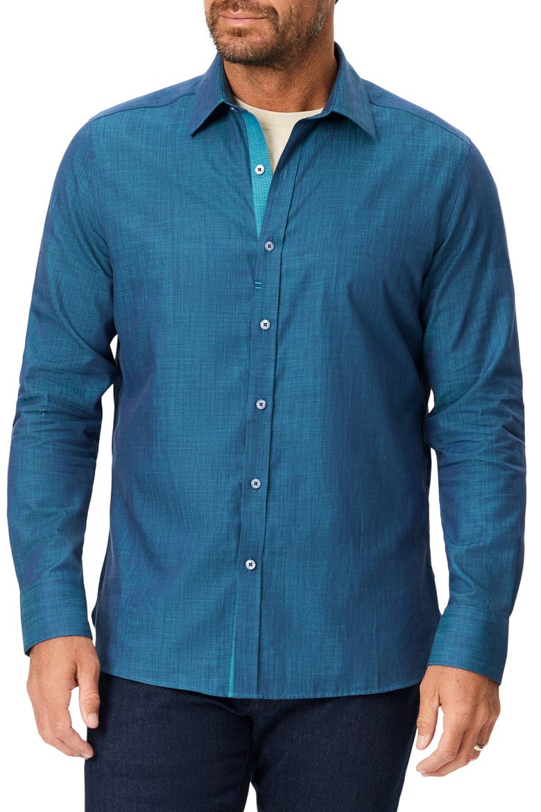 Kerrington Cotton Button Up Shirt, Main, color, TURQUOISE