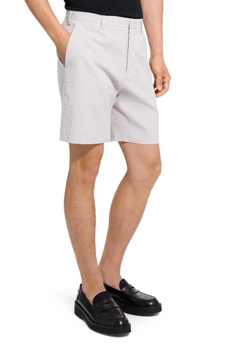 Theory Stretch Linen Blend Shorts, Alternate, color, Silver Cloud