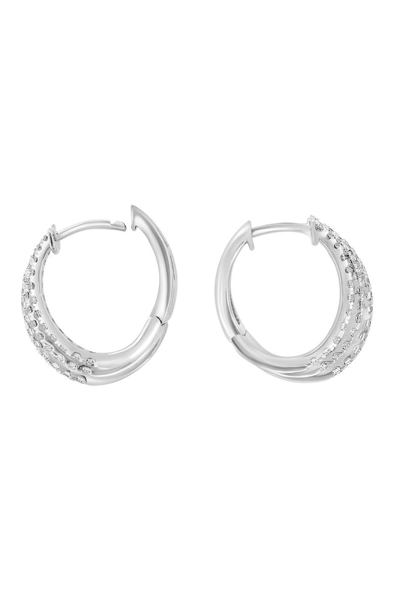 Sterling Silver Lab Grown Diamond Huggie Hoop Earrings, Main, color, SILVER