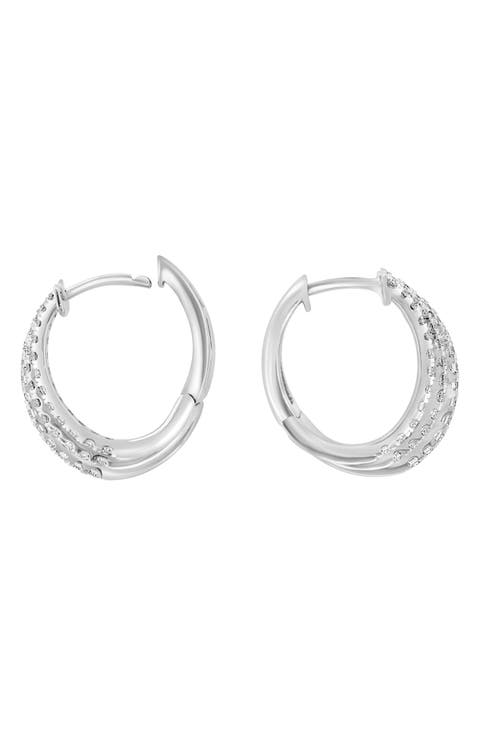 Sterling Silver Lab Grown Diamond Huggie Hoop Earrings