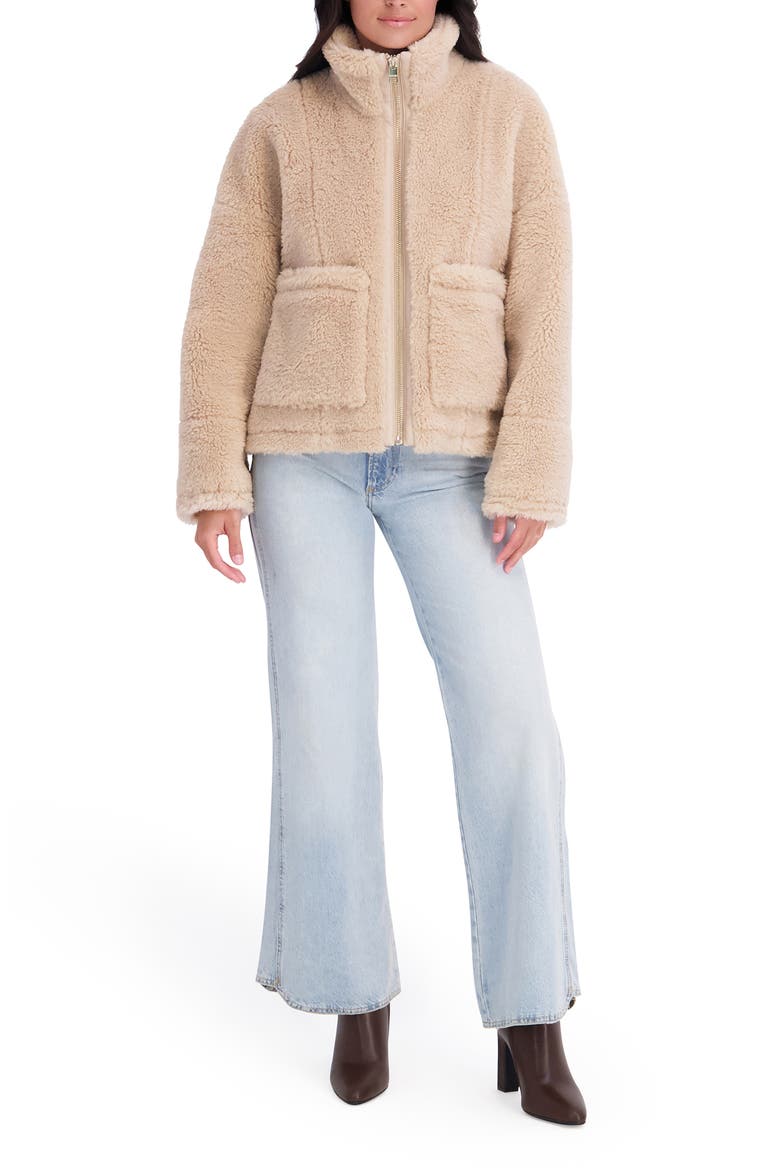 Faux Fur Coat, Alternate, color, KHAKI