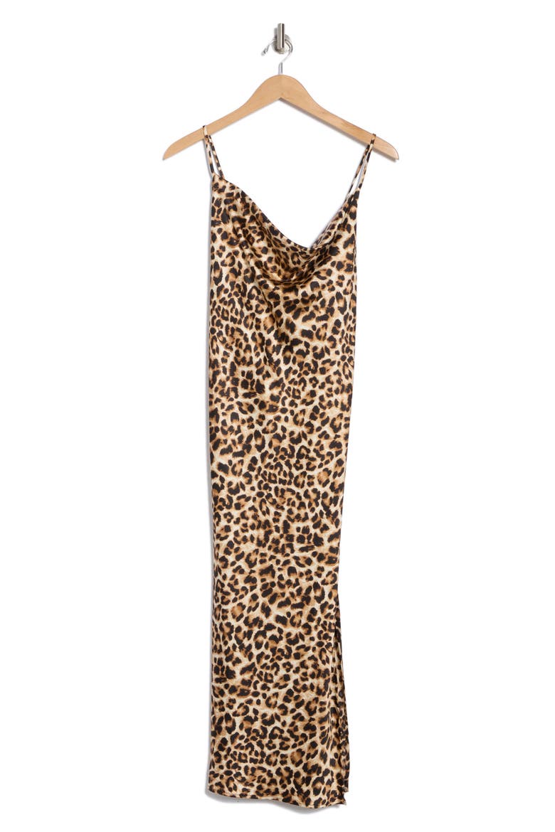 Leopard Satin Midi Slipdress, Alternate, color, CHOCOLATE