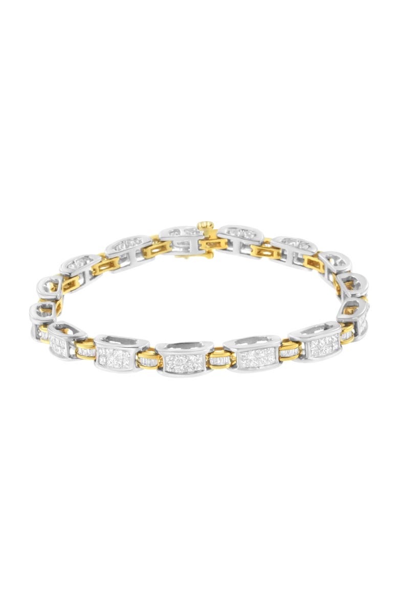 14K Two-Tone Gold 3.00 cttw Diamond Link Bracelet, Alternate, color, Yellow