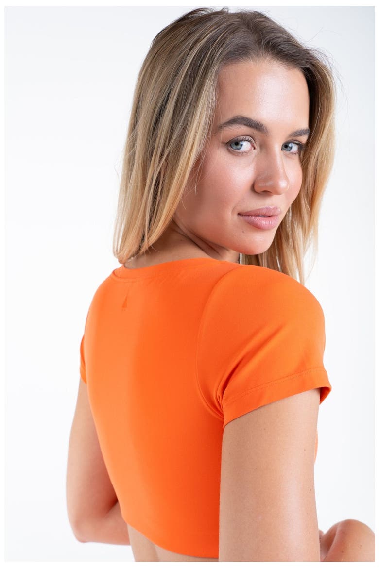 Cloud II V Cropped Tee, Alternate, color, Peach