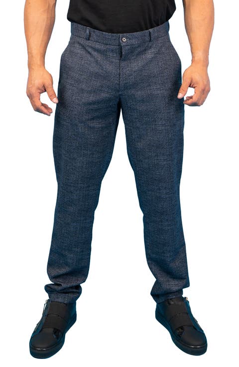 Waves Blue Stretch Flat Front Pants