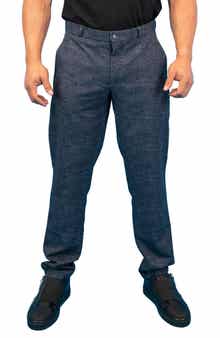 Waves Blue Stretch Flat Front Pants