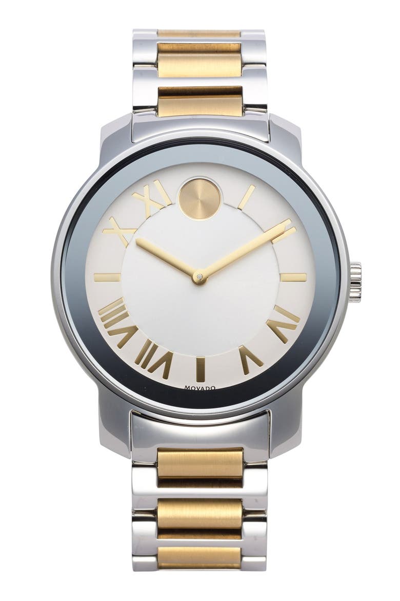 'Bold' Two-Tone Round Bracelet Watch, 39mm, Main, color, SILVER/ GOLD