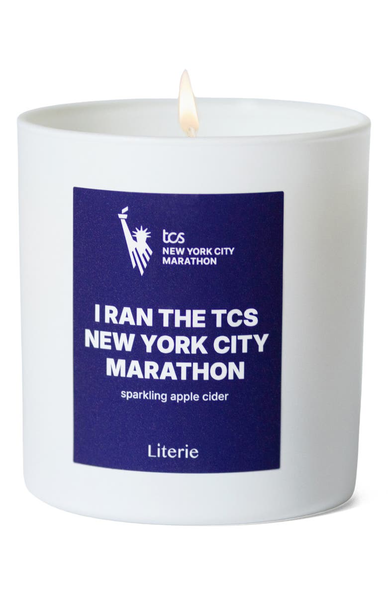 Literie I Ran the TCS New York City Marathon Candle, Alternate, color, Orange/ Navy