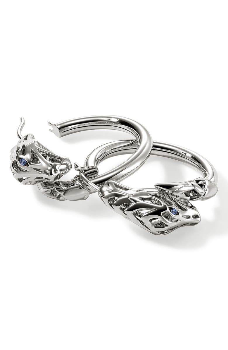 John Hardy Naga Hoop Earrings, Gemstone, 25mm, Alternate, color, Silver