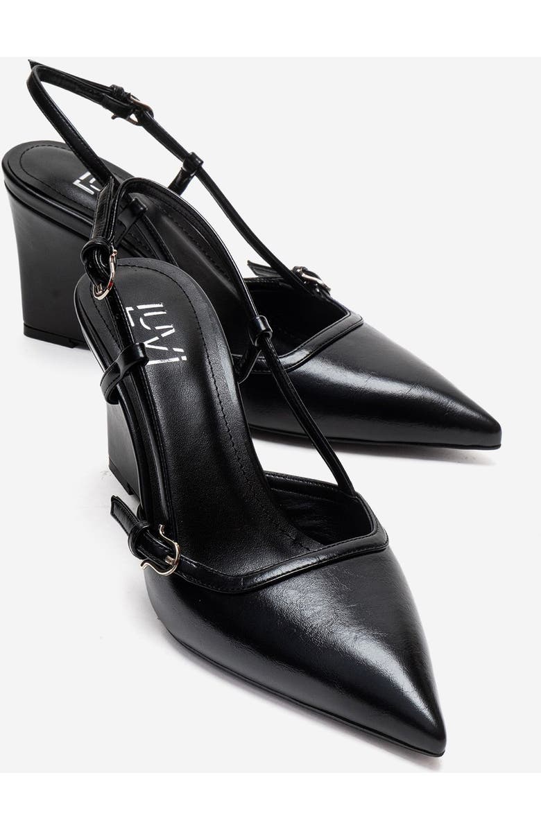 Prologue Shoes Celia Pointed Toe Wedge Pump, Main, color, Black