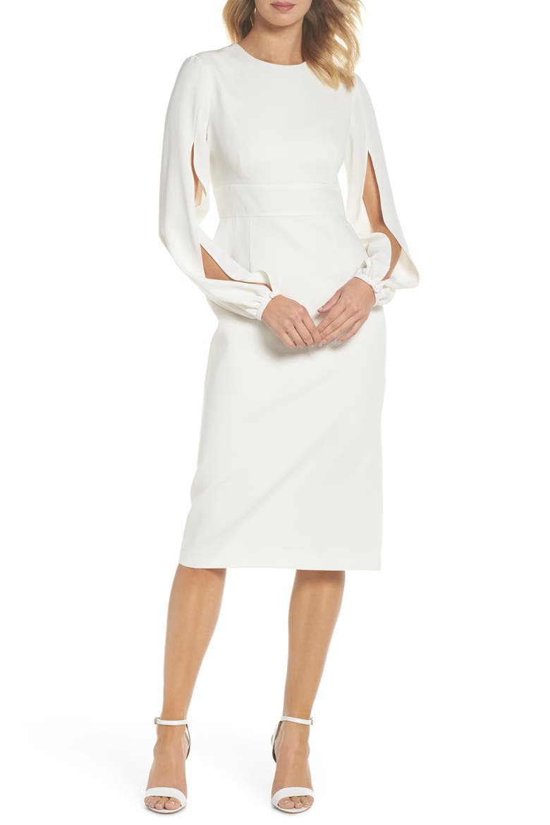 Slit Sleeve Sheath Dress, Main, color, OFF-WHITE